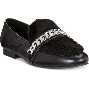 Kenneth Cole Womens Wilda Flat Loafers Leather Chain Detail KL01985LE Black SZ 7